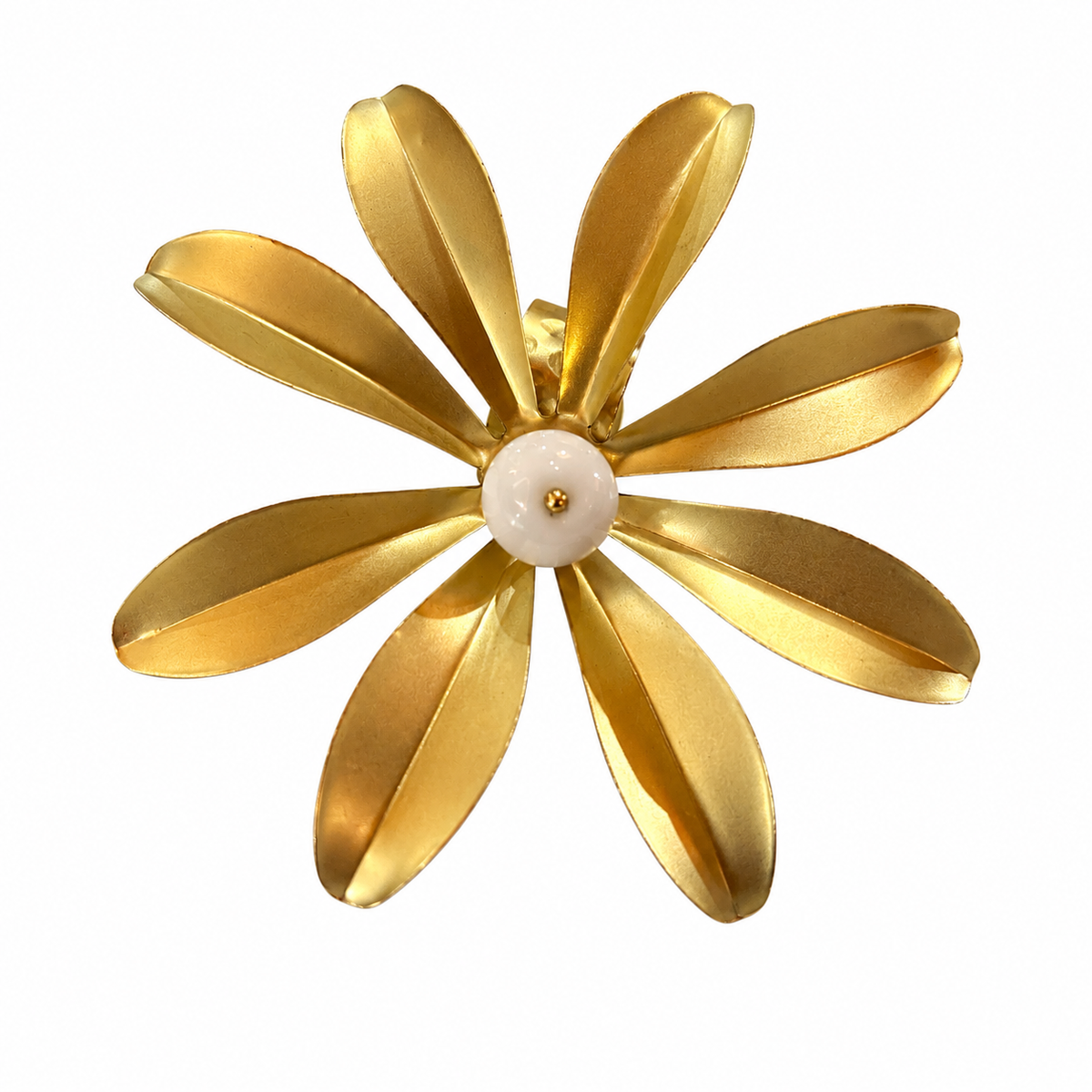 Anello M'ama non m'ama a fiore in ottone con agata bianca – Chicèchic