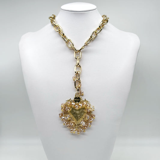 Collana cuore sacro con cristalli